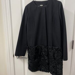 Maximilian Furs Bloomingdales Lamb Fur Wool & Cashmere Black Coat SizeMedium NWT